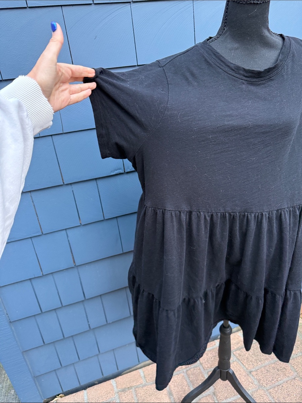 Old Navy Black Tiered Short-Sleeve  2XL dress cotton soft - Picture 2 of 5